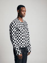 Load image into Gallery viewer, RSN Denim Jacket - Black and White Square Pattern
