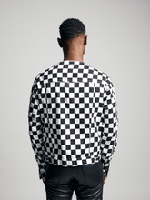 Load image into Gallery viewer, RSN Denim Jacket - Black and White Square Pattern
