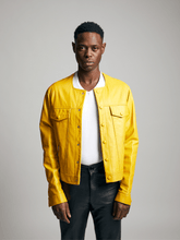 Load image into Gallery viewer, Square Neck Leather Jacket - Daisy Yellow
