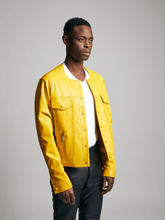 Load image into Gallery viewer, Square Neck Leather Jacket - Daisy Yellow

